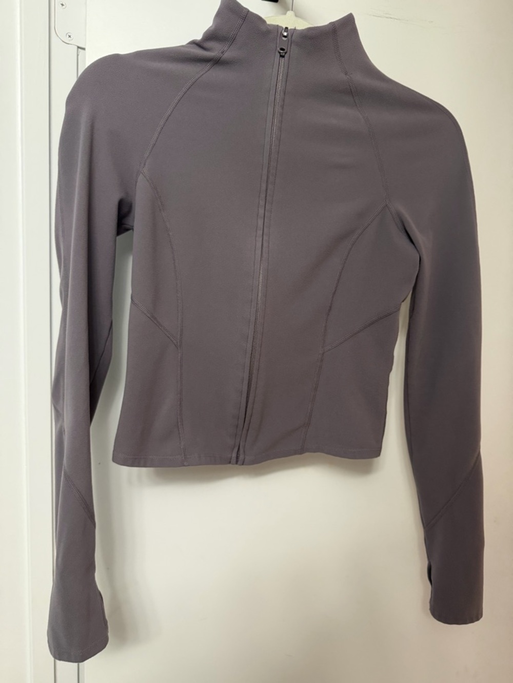 Women's Zip-Front Long Sleeve Crop Jacket - Gray